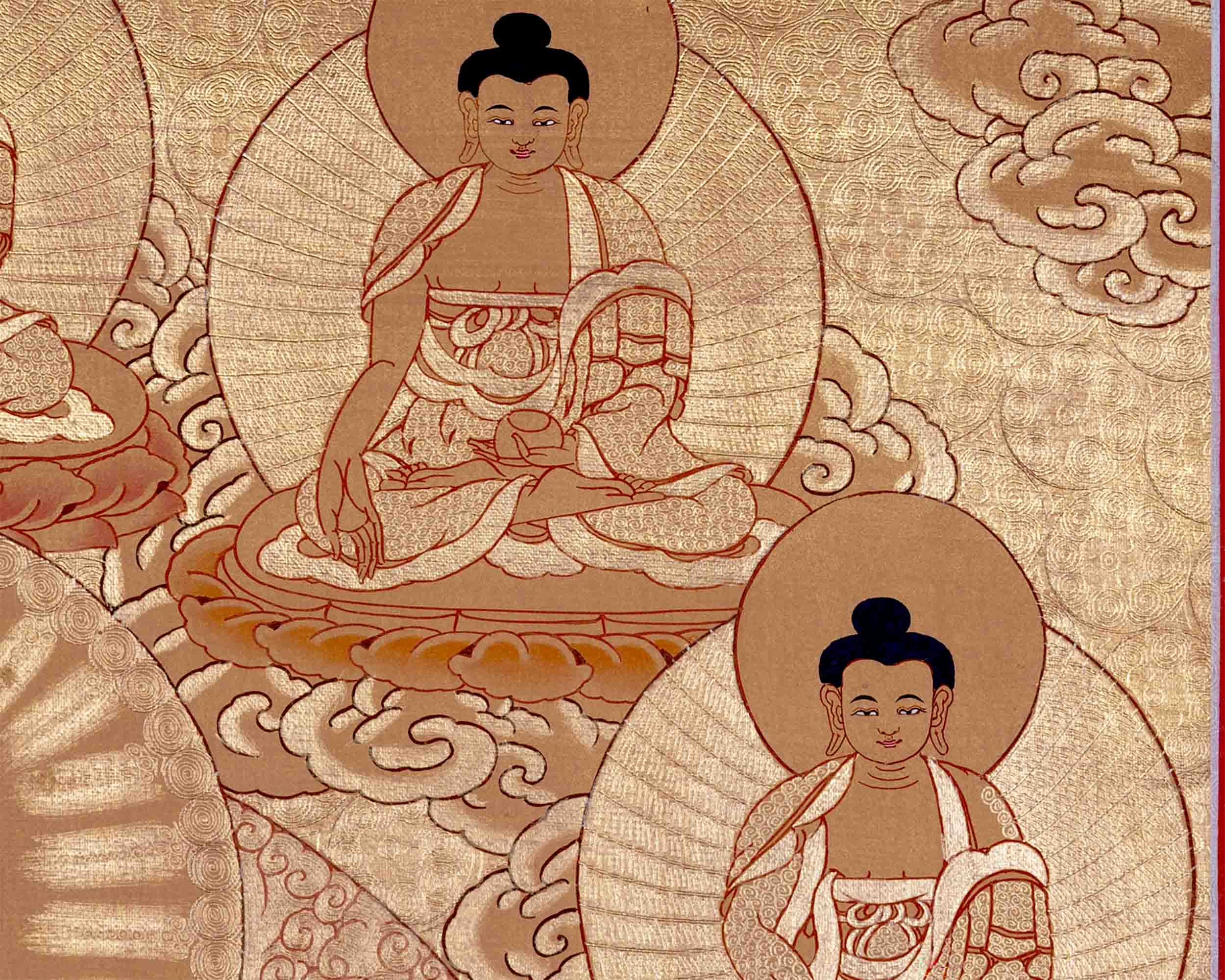 24K Gold Style Medicine Buddha Thangka | Meditation Altar