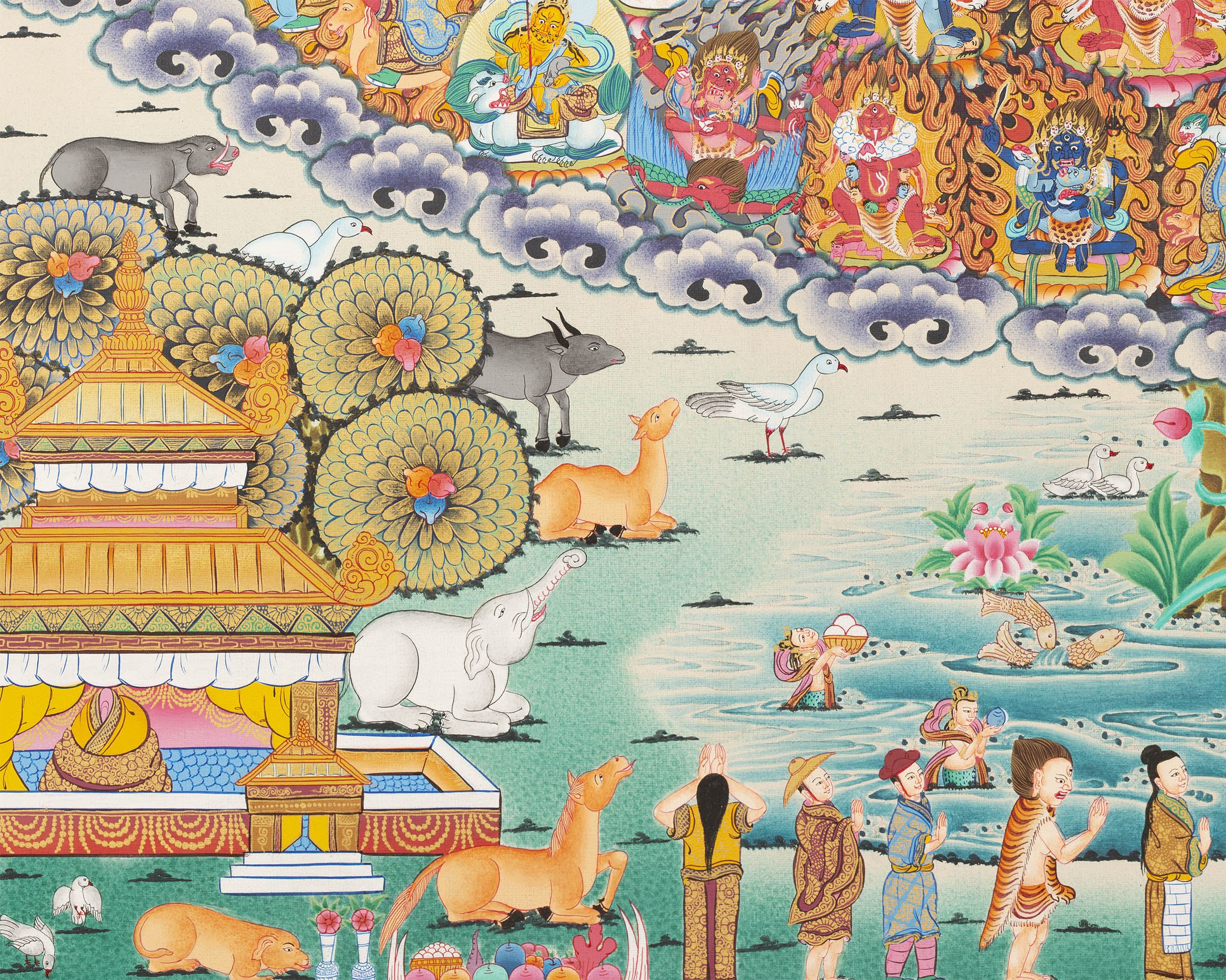 Rinpoche Refuge Tree Thangka | Hand Painted Buddhist Artwork