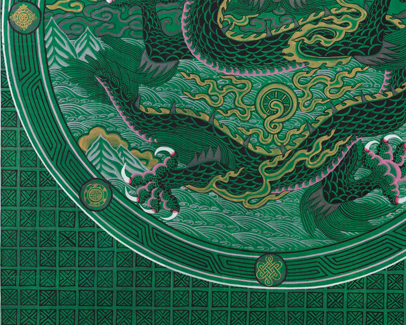 Dragon Thangka | Traditional Tibetan Painting | Wall Hanging Decoration