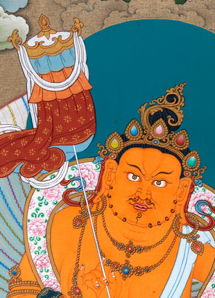 Five Jambhala Thangka | Buddhist Wealth Deities