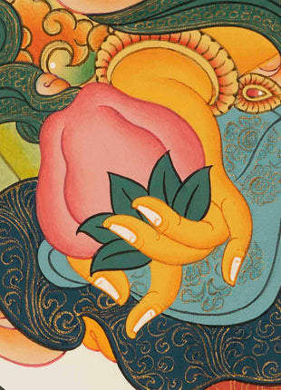 Dzambala Kubera Painting | Traditional Thangka Art | Religious Decoration
