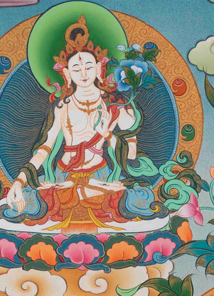 Avalokitesvara Chengrezig Thangka | Traditional Buddhist Paint | Wall Decors