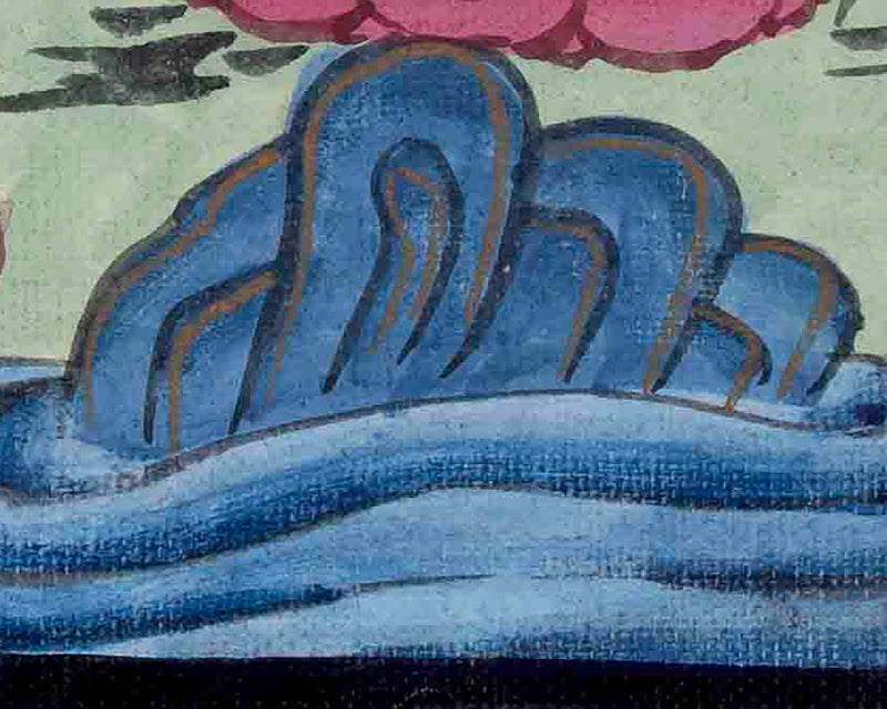 Vintage Thangka of Queen Maya Devi Giving Birth | Thangka Painting