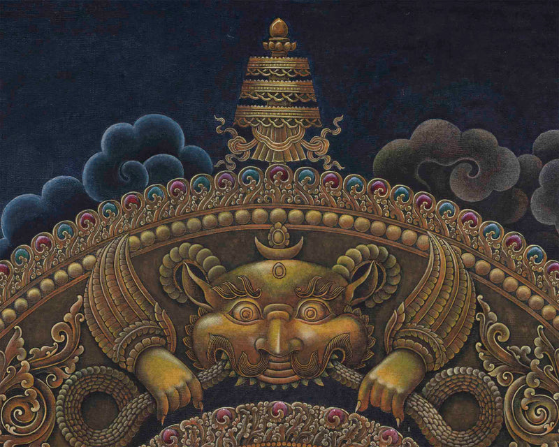 Dzambhala, The Tibetan Deity Of Wealth Nepali Painting| Traditional Newari Giclee Canvas rint
