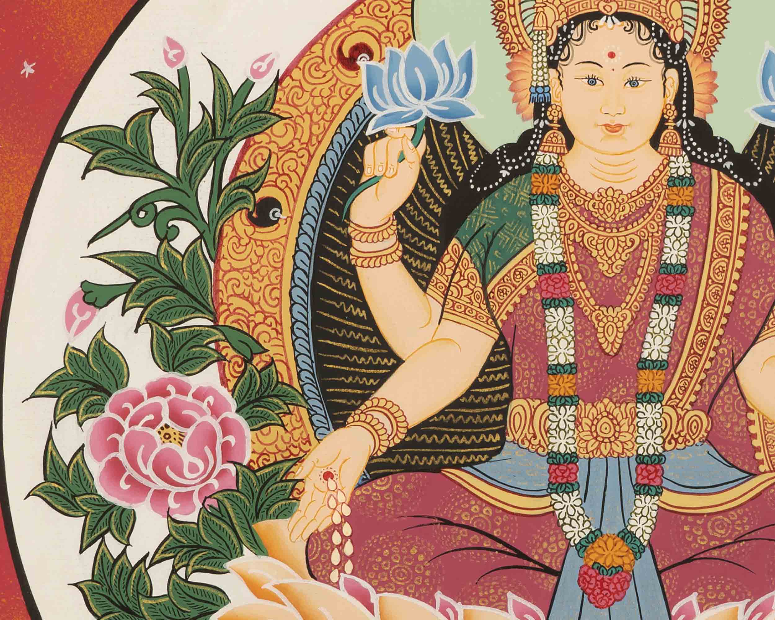 Goddess Laxmi Thangka | Hindu Wealth Deity | Wall Decoration