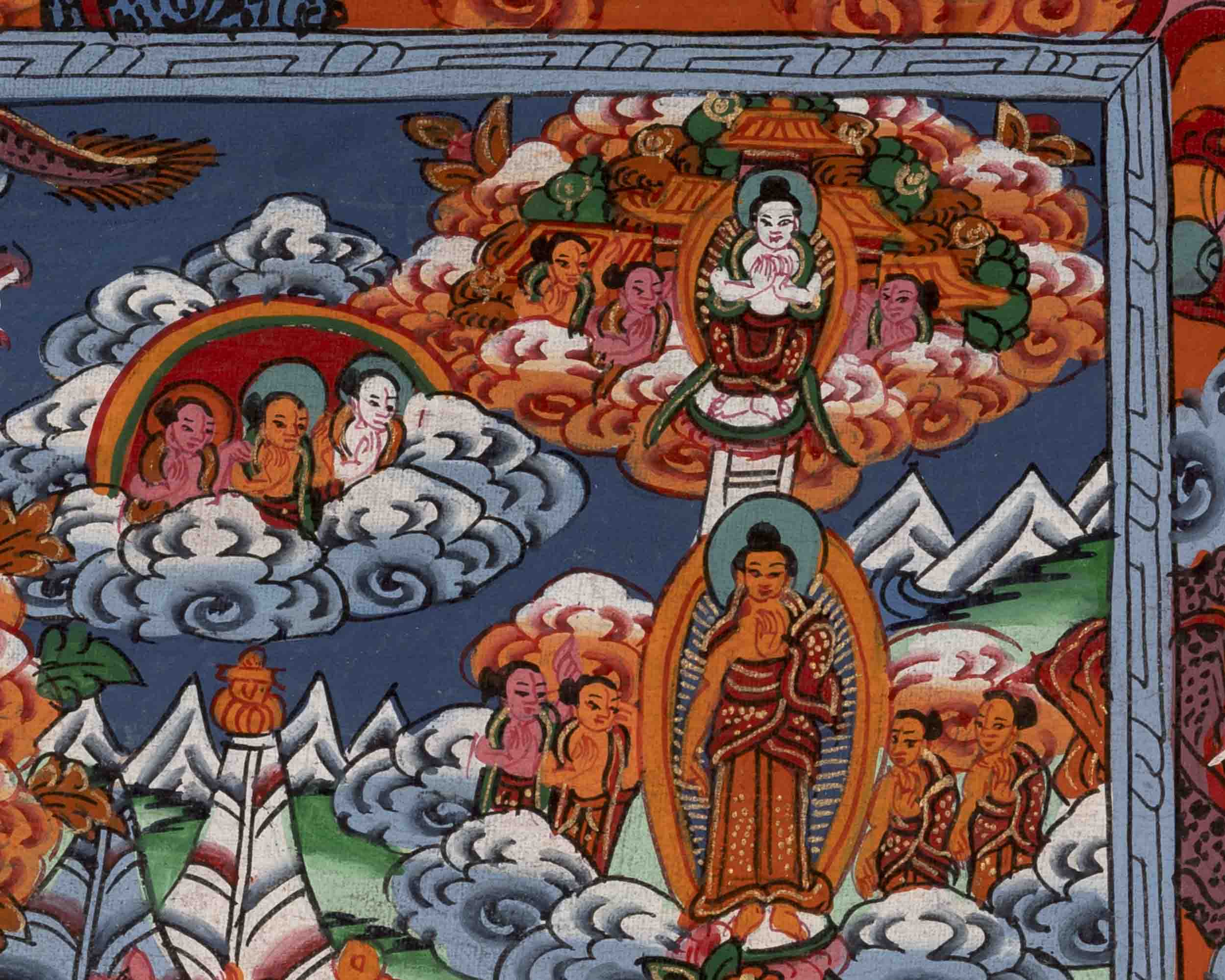 Shakyamuni Buddha's Life Story | Vintage Thangka | Wall Decors