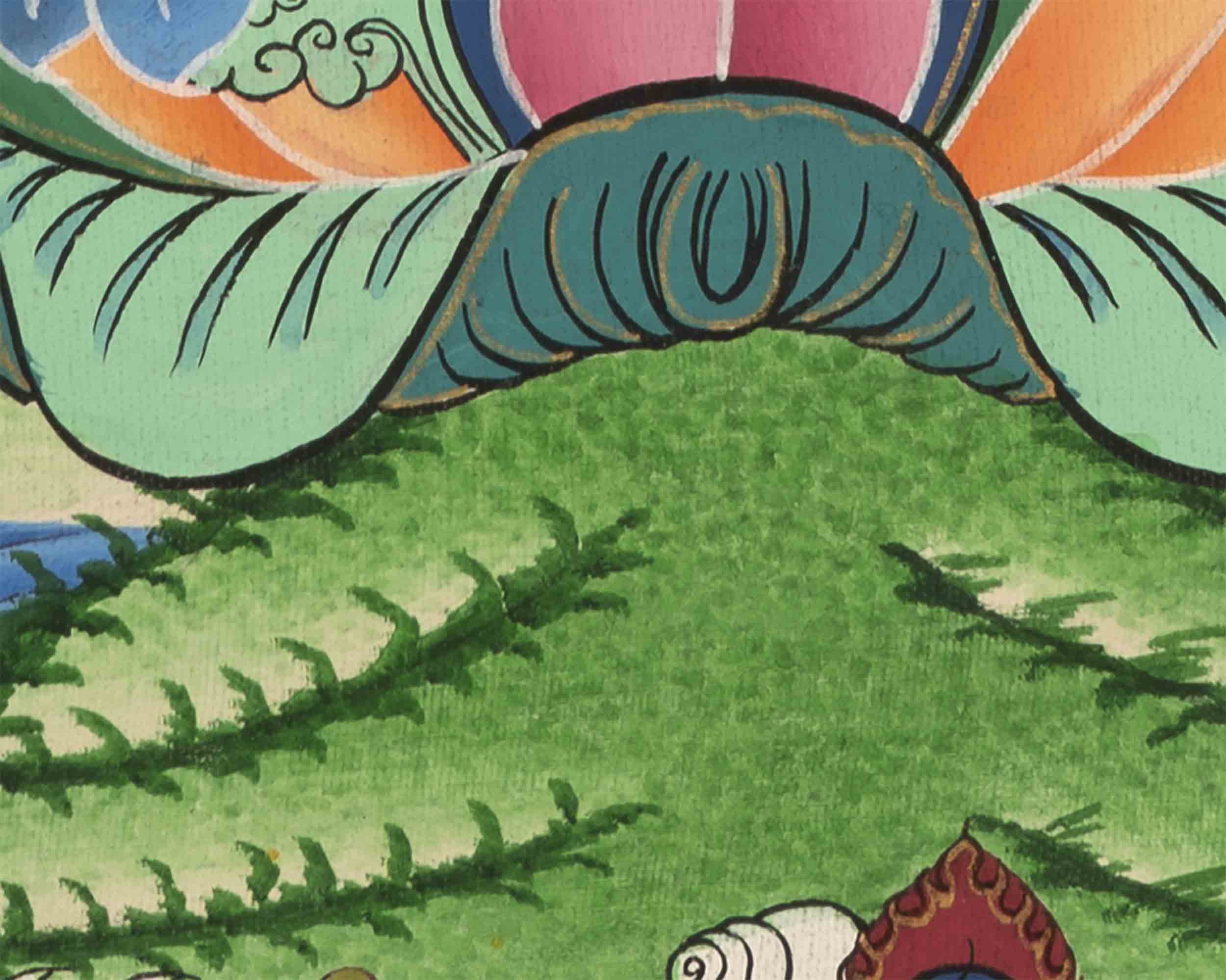 Green Tara Thangka | Religious Buddhist Art | Wall Hanging Painting