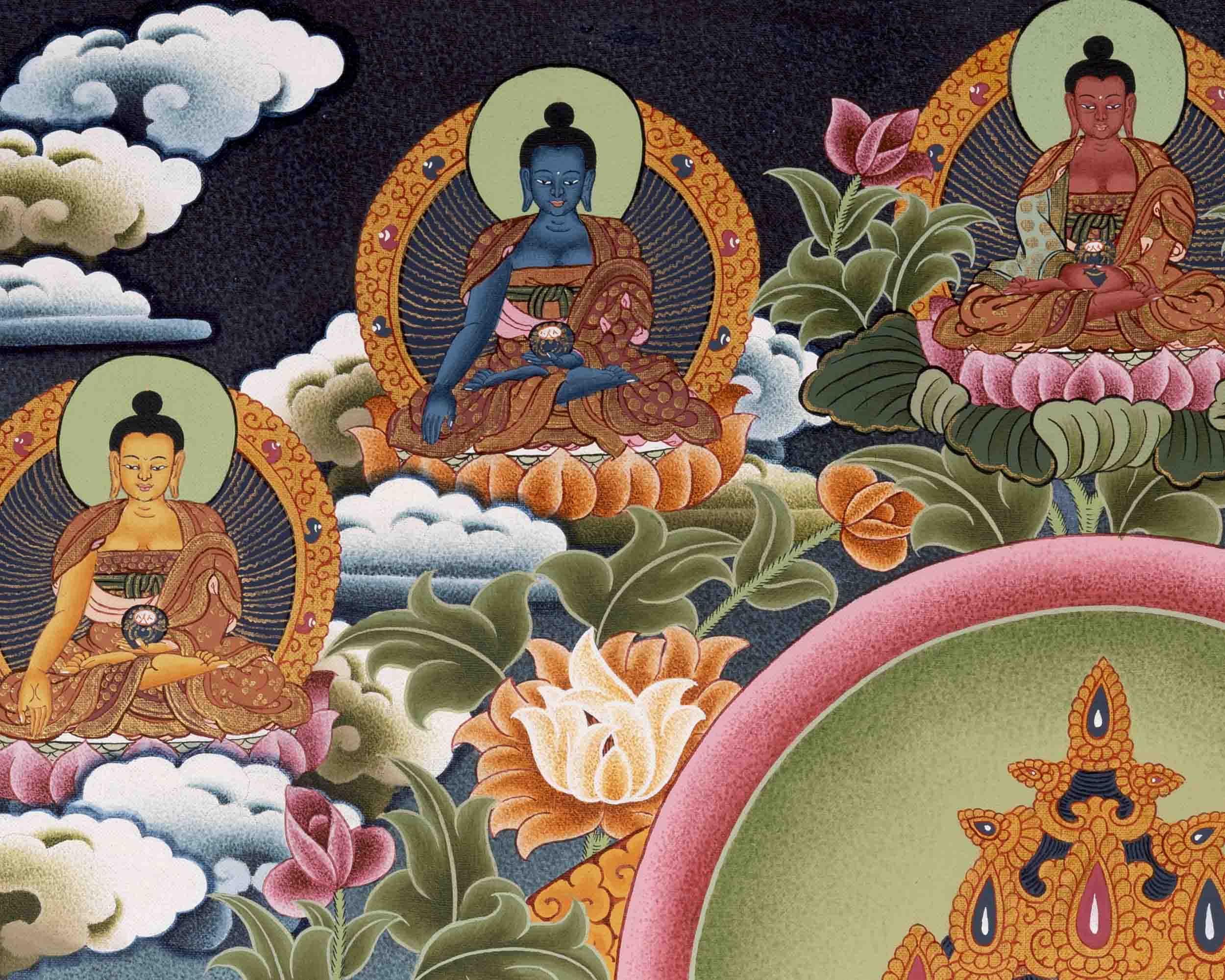 Avalokiteshvara Chengrezig | Wall Hanging Yoga Canvas Thangka
