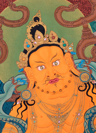 Jambala, Dzambhala Thangka Painting, Tibetan Thangka Print
