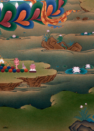 Green Tara Thangka Print | Buddhist Painting  | Digital Canvas Print