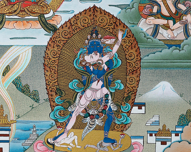 Rare Marpa Milarepa Thangka, Kagyu Lineage Master, Himalayan Vajrayana Buddhist Art