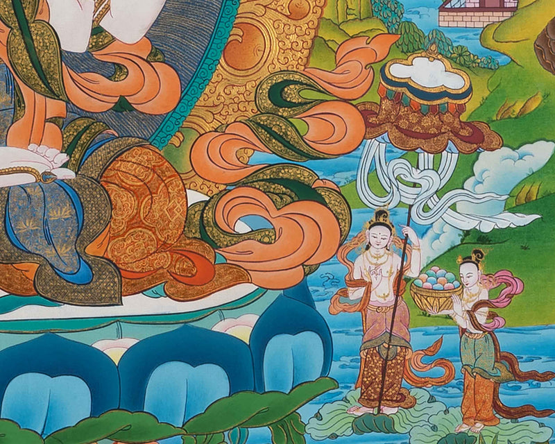 Avalokiteshvara Chenrezig Thangka | Hand-Painted Art Of The Bodhisattva Of Wisdom