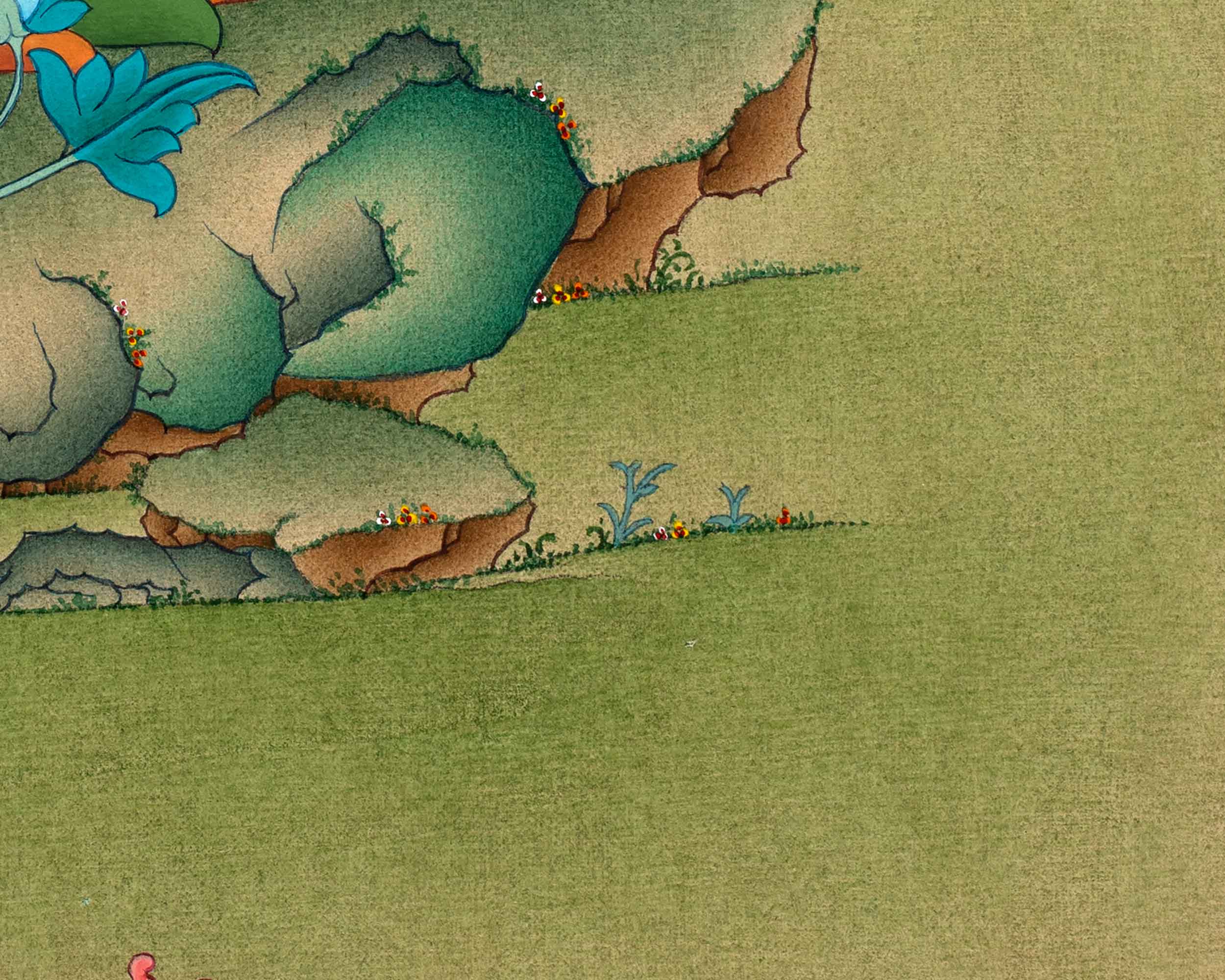 Green Tara Meditation Thangka | Deity of Compassion | Tibetan Art