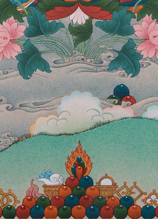 Traditional Tibetan Thangka For Padmasambhava Mantra Practice | Lotus Born Guru Rinpoche Art