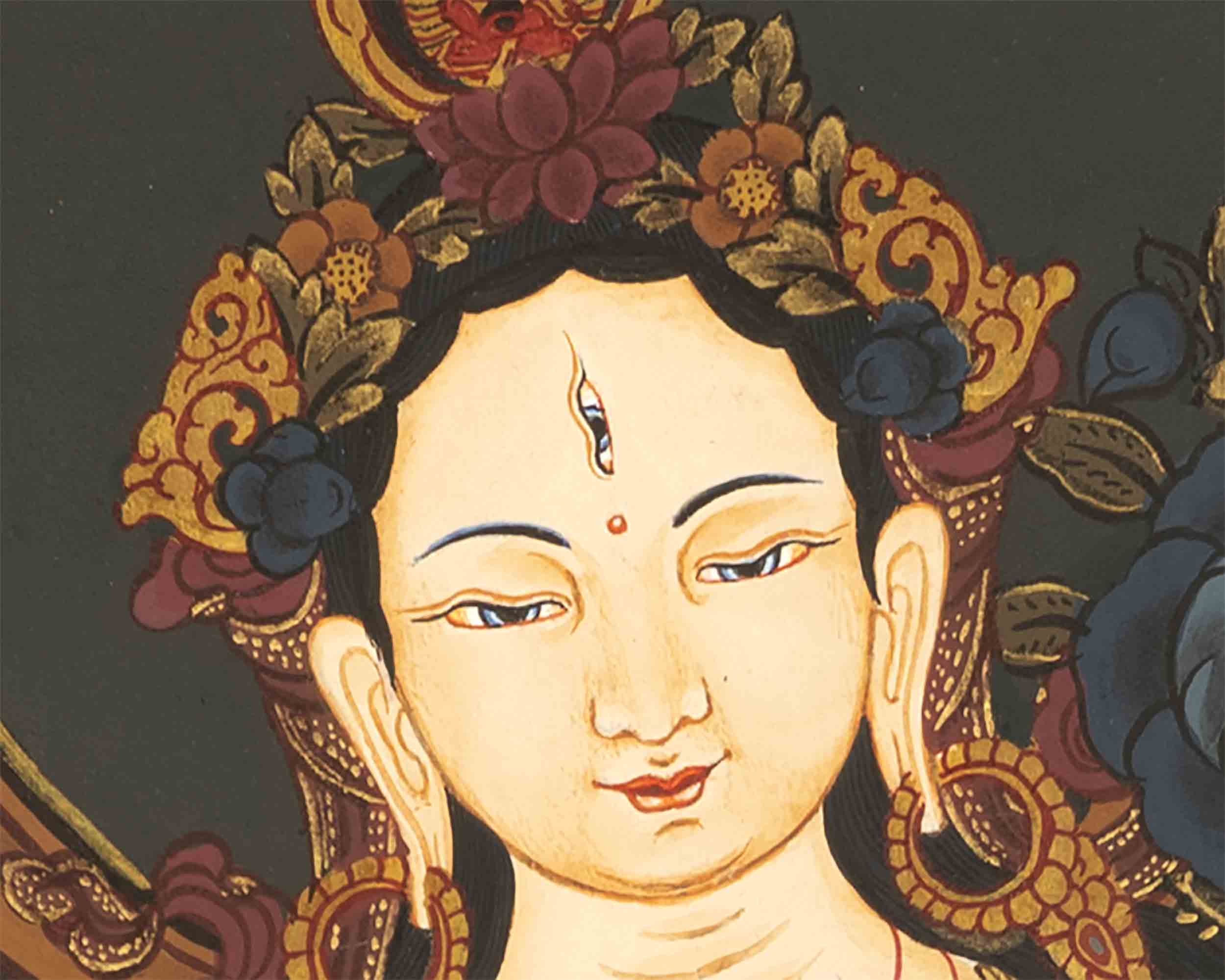 White Tara Thangka | Buddhist Wall Hanging Painting