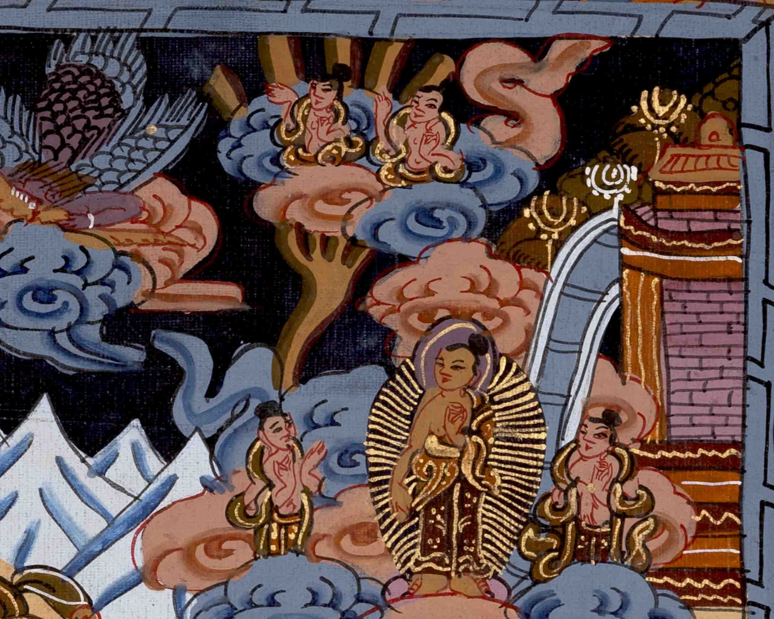 Buddha Life Story Thangka | Religious Buddhist Thangka