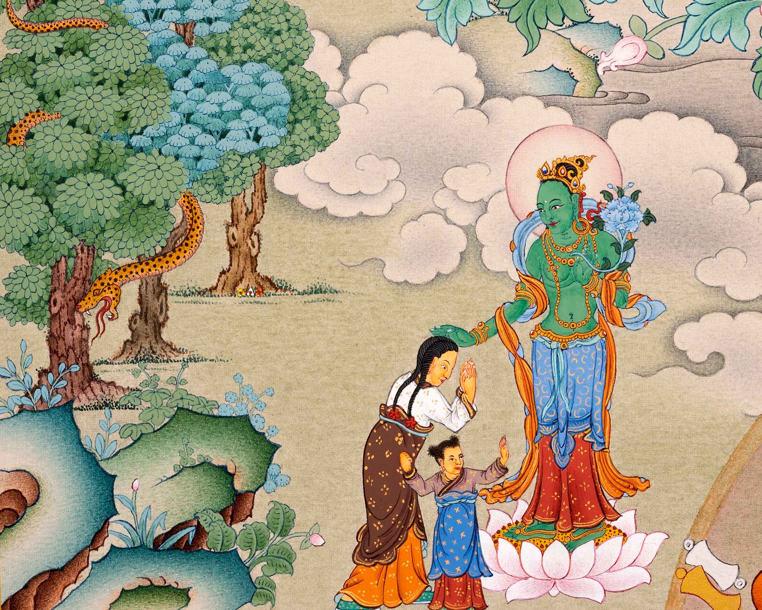 Green Tara Practice Thangka| Traditional Tibetan Hand Painting