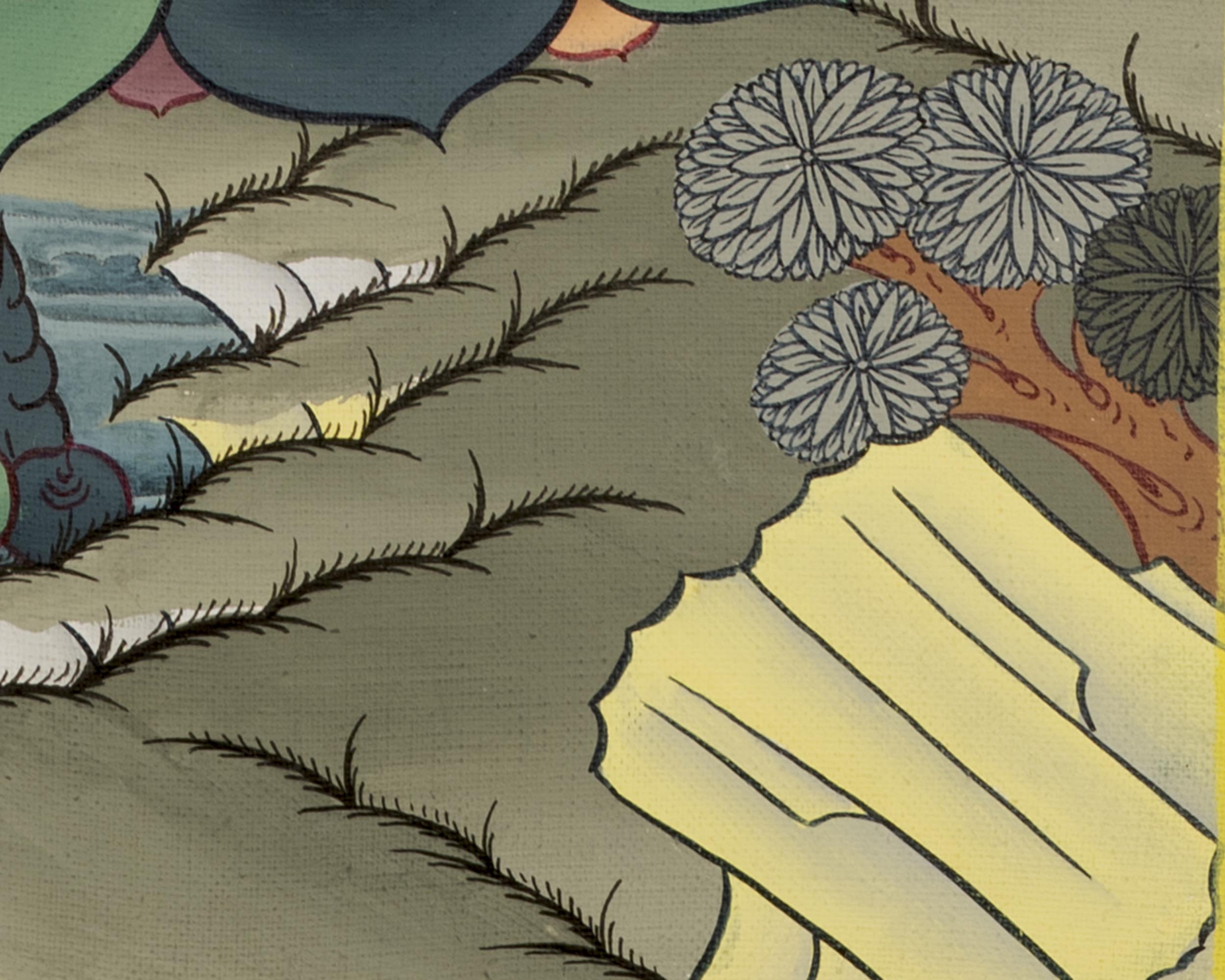 Yellow Dzambala Thangka | Kubera Tibetan Buddhist Thangka