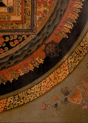Oil Varnished Kalachakra Mandala | Tibetan Thangka Painting