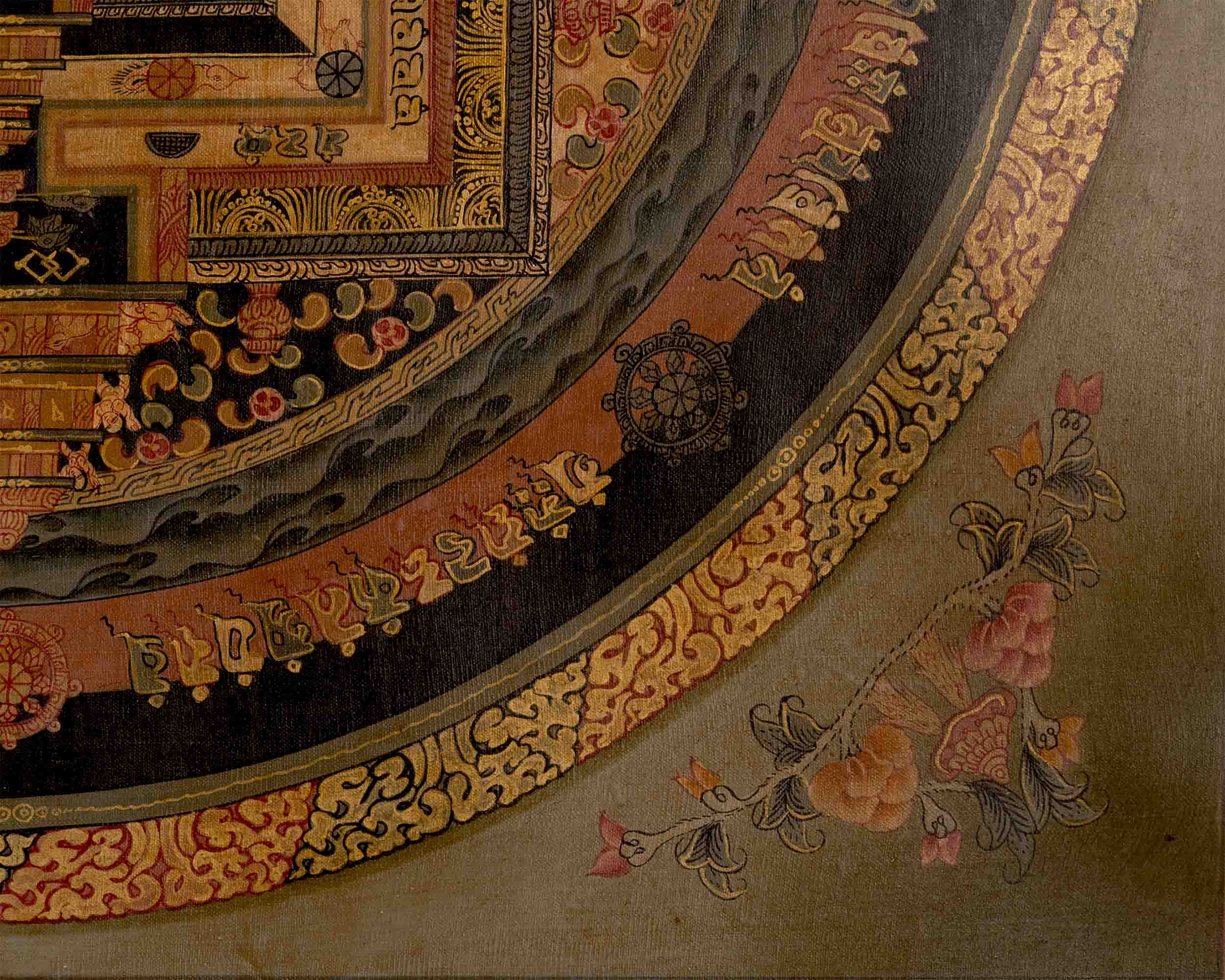 Oil Varnished Kalachakra Mandala | Tibetan Thangka Painting