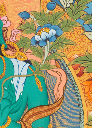 Goddess Green Tara Thangka | Spiritual Wall Art