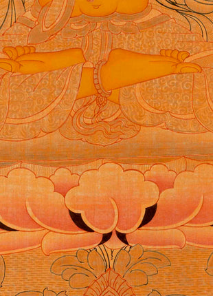 Gold Manjushri Thangka | Tibetan Buddhist Wall Decor Art