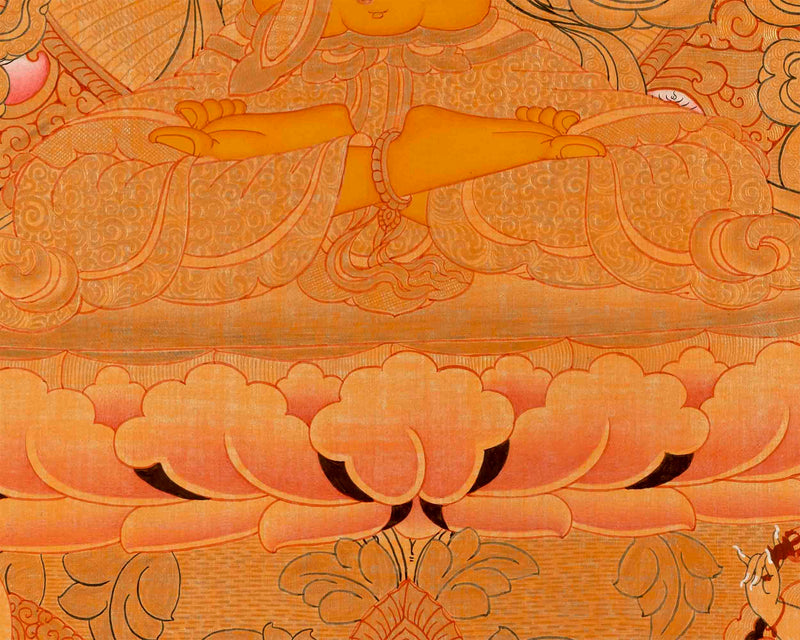 Gold Manjushri Thangka | Tibetan Buddhist Wall Decor Art