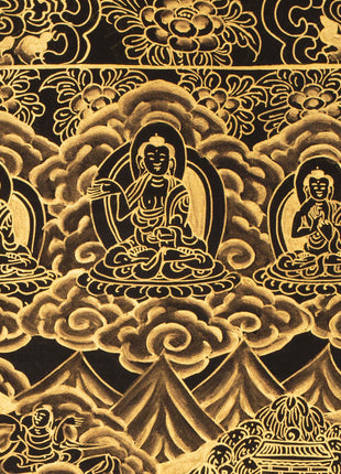 Gold Style Buddha Life Story | Tibetan Buddhist Wall Decoration Art Thangka