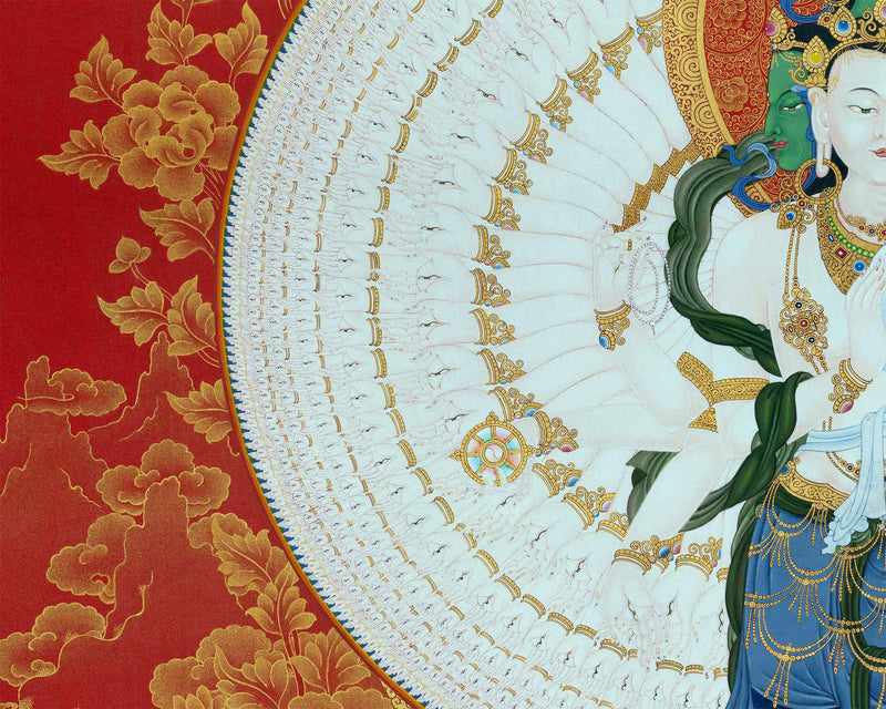 1000 Armed Chenrezig Thangka | Handpainted Buddhist Artwork