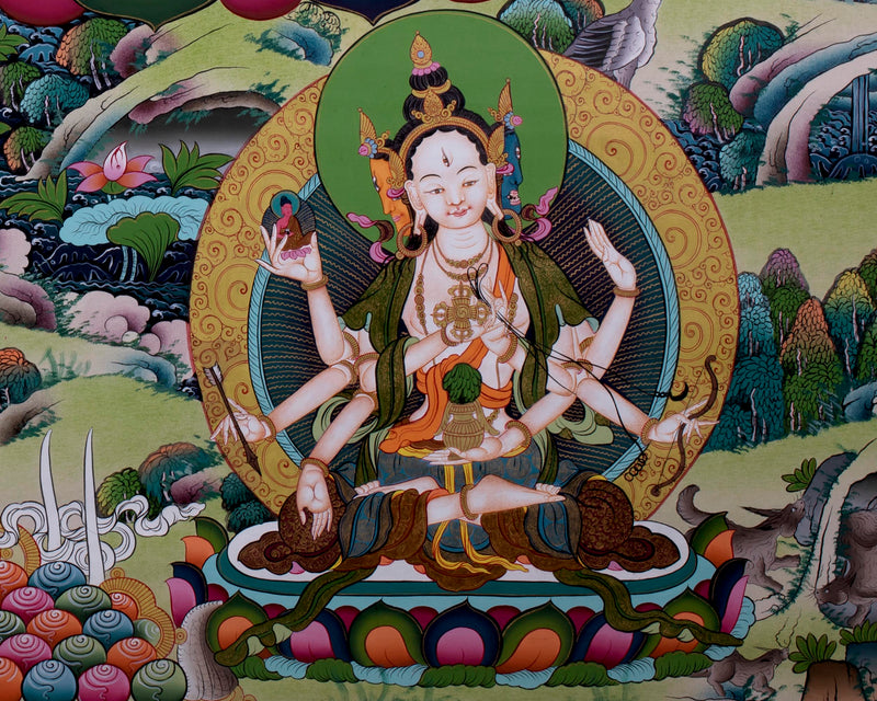 Tibetan White Tara | Hainpainted Tara Thangka