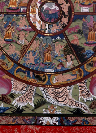 Brocade Mounted Wheel Of Life | Traditional Artwork | Wall Decors