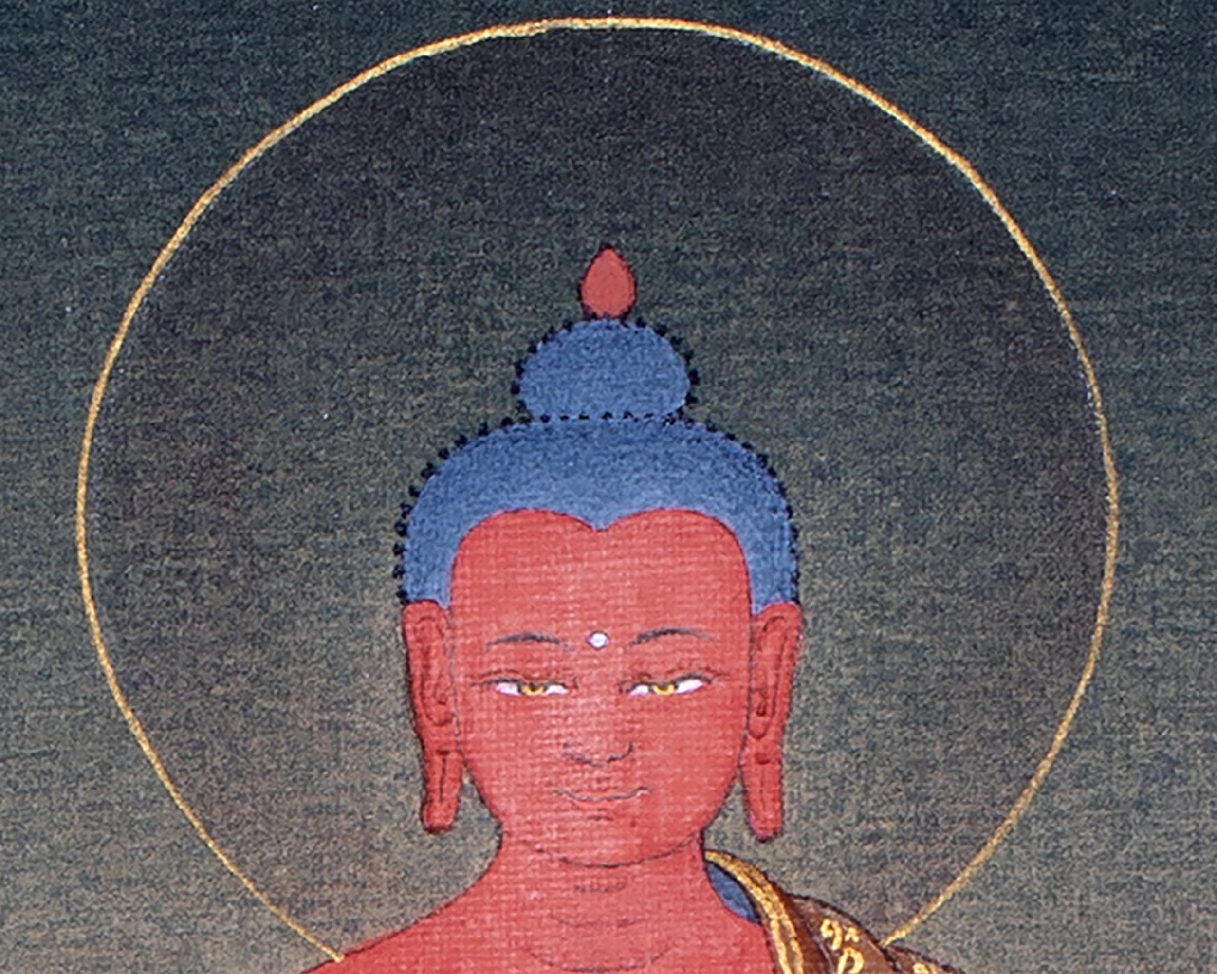 Chenrezig With Amitabha | Buddhist Thangka Print | Bodhisattva Art