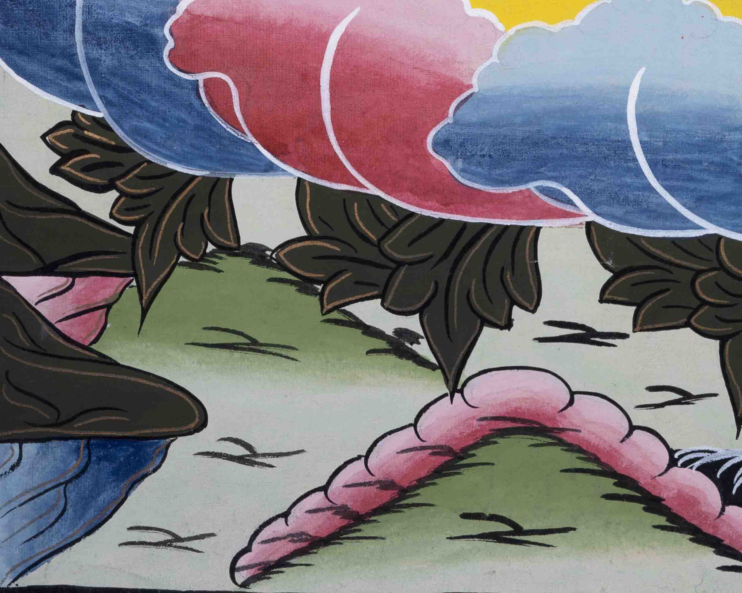 Manjushree Thangka Art | Religious Bodhisattva Thangka | Wall Decors