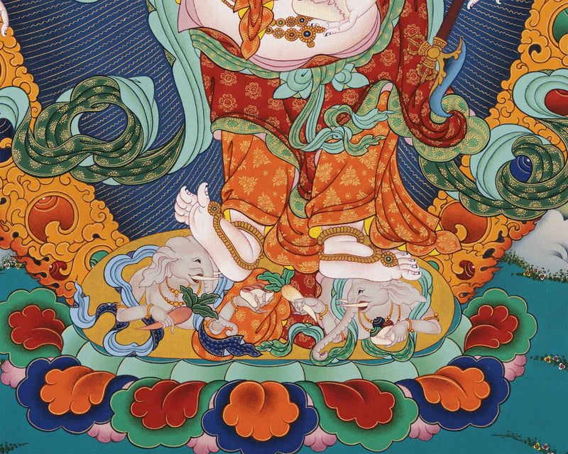 Tibetan White Mahakala Thangka Print | Art For Room Decor | Spiritual Gifts