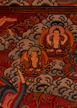 Traditional Oil Varnished Wheel of Life | Tibetan Thangka