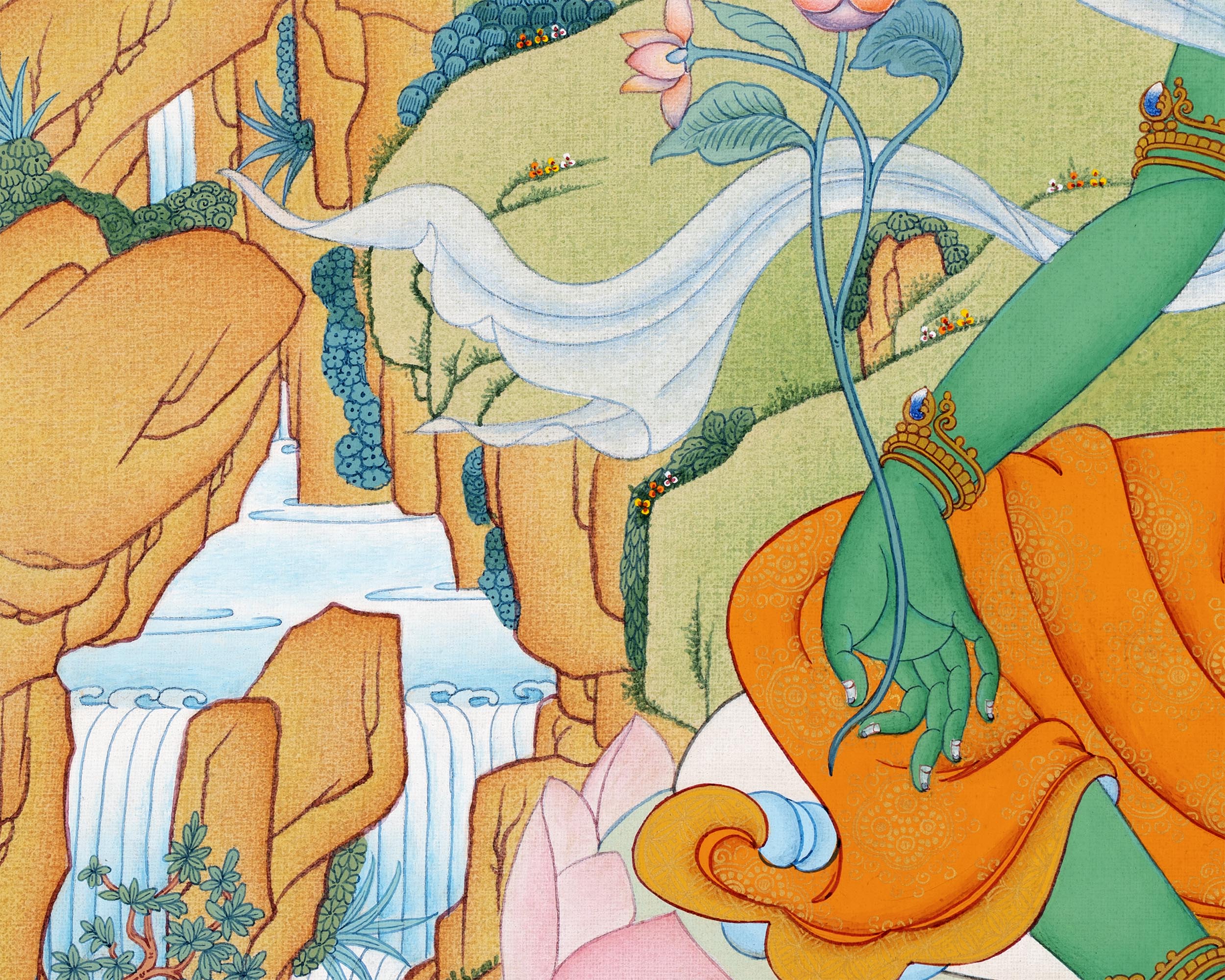 Hand Painted Green Tara Thangka | The Great Mother | Traditional Art