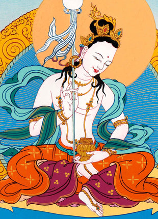 Lhacham Mandarva Thangka | Traditionally Hand Painted Tibetan Dakini Painting