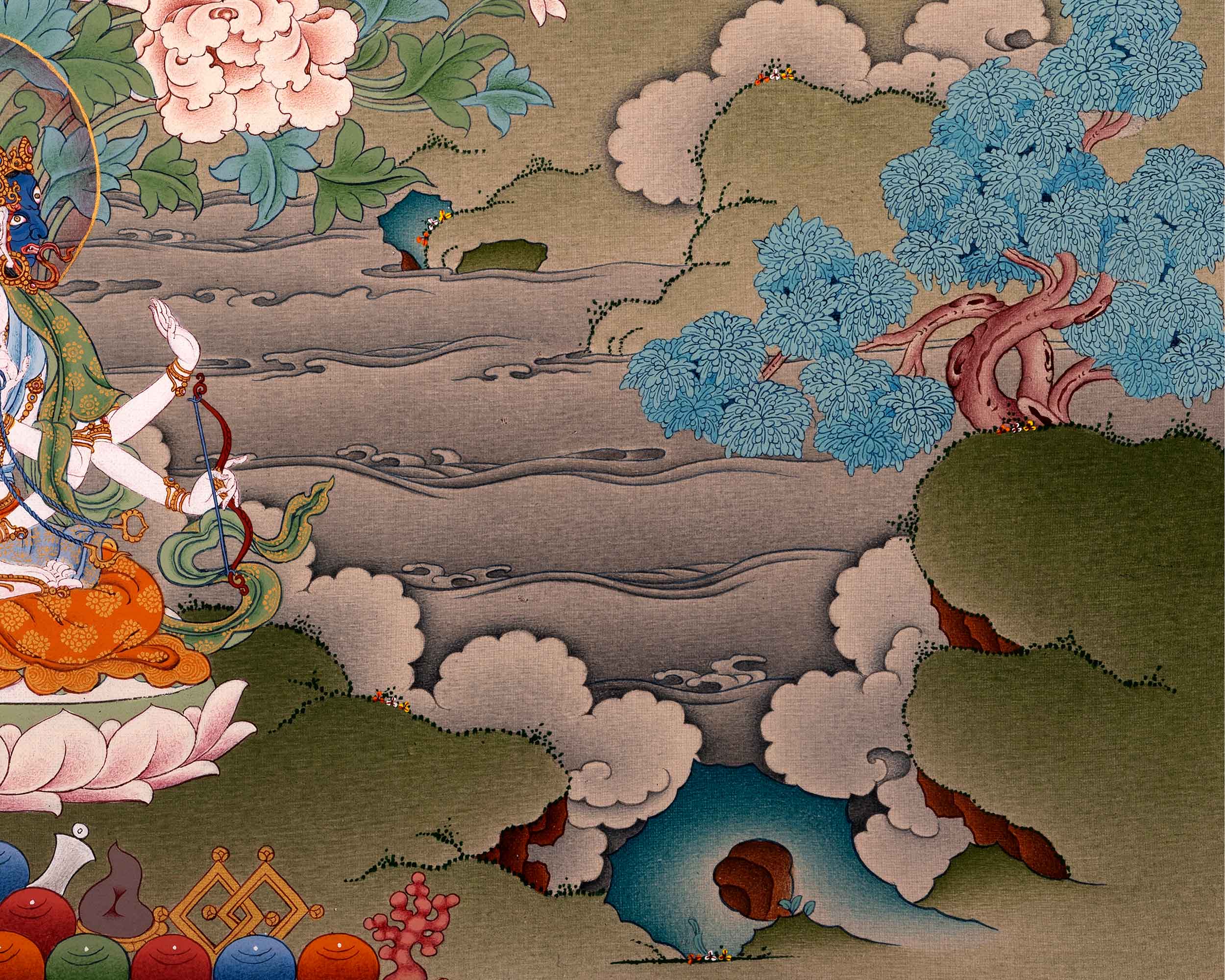 White Tara Art Long Life Bodhisattva | Traditional Tibetan Thangka