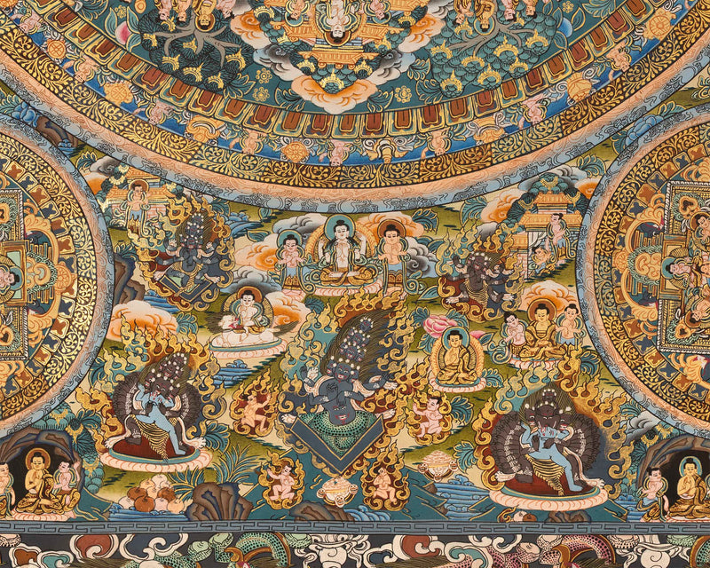 Mandala Buddha Thangka | Vintage Original Hand-Painted Thangka
