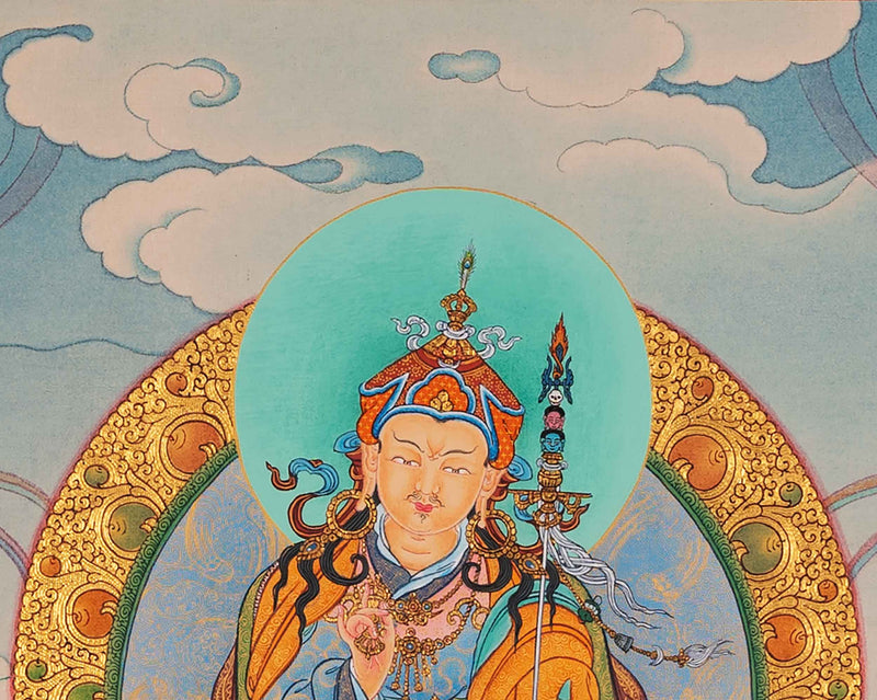 Buddha Guru Rinpoche Thangka Painting | Traditional Tibetan Buddhist Art