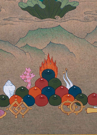 Traditional Tibetan Thangka For Chenrezig Mantra Practice | The Bodhisattva Of Compassion Art On Cotton Cavnas