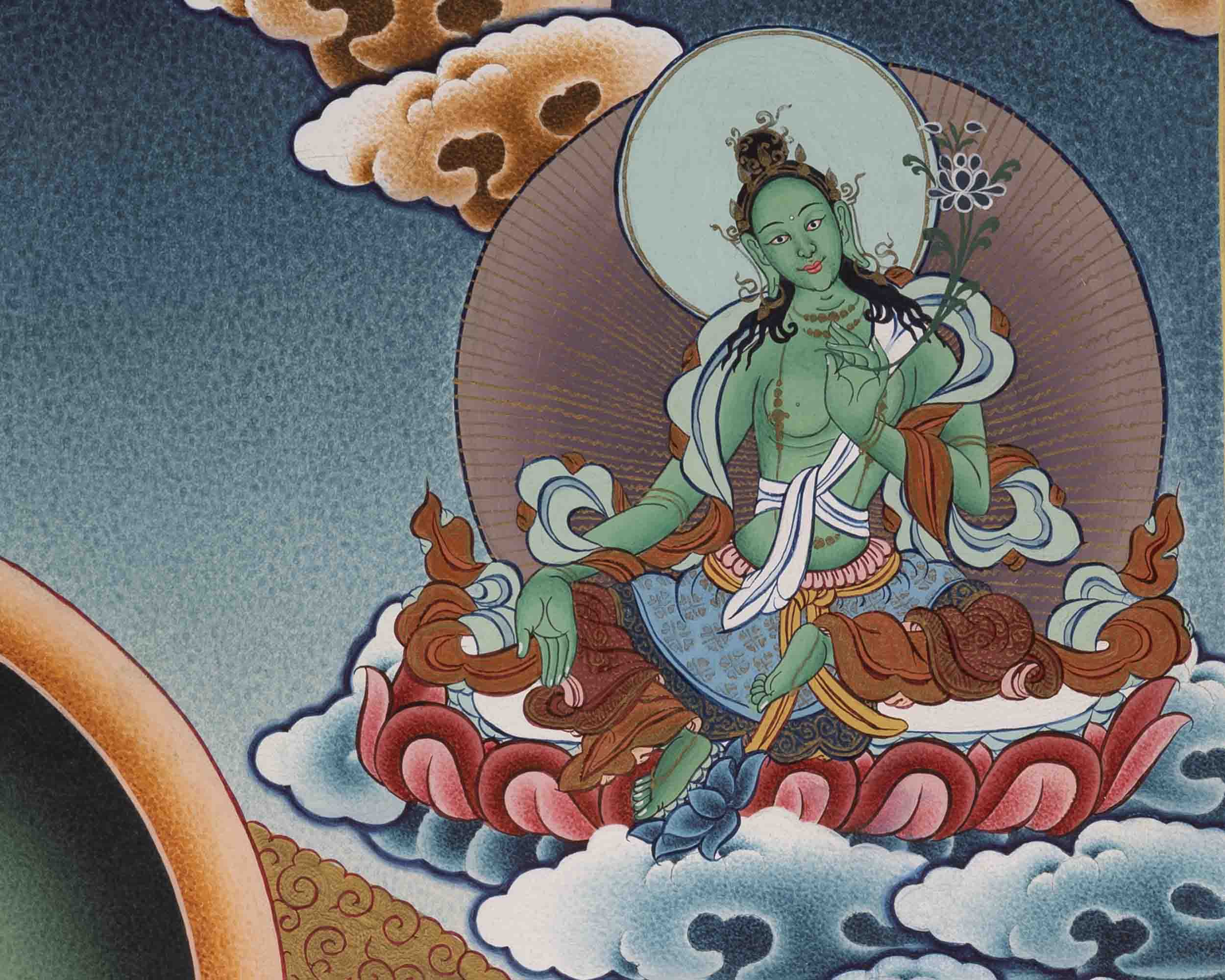 Handpainted Avalokiteshvara Chengrezig  | Yoga Meditation Canvas Art
