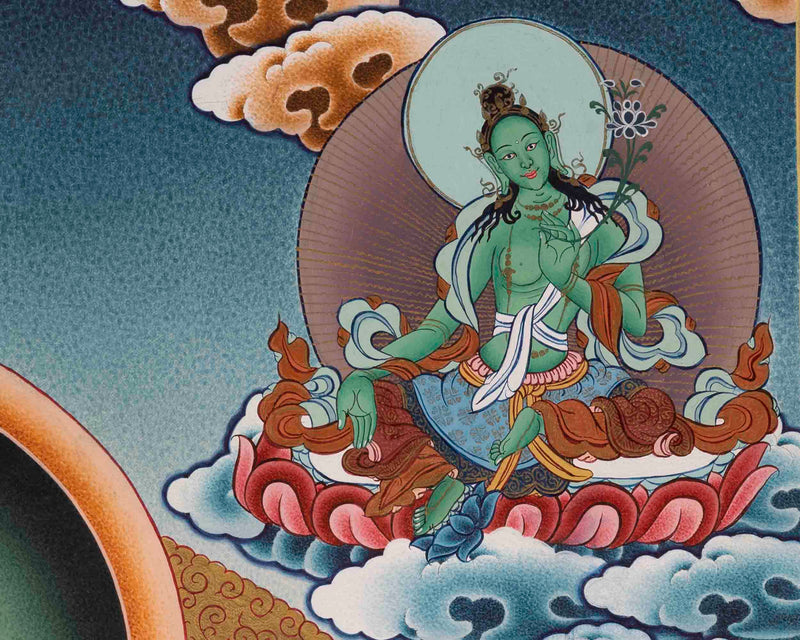 Handpainted Avalokiteshvara Chengrezig  | Yoga Meditation Canvas Art