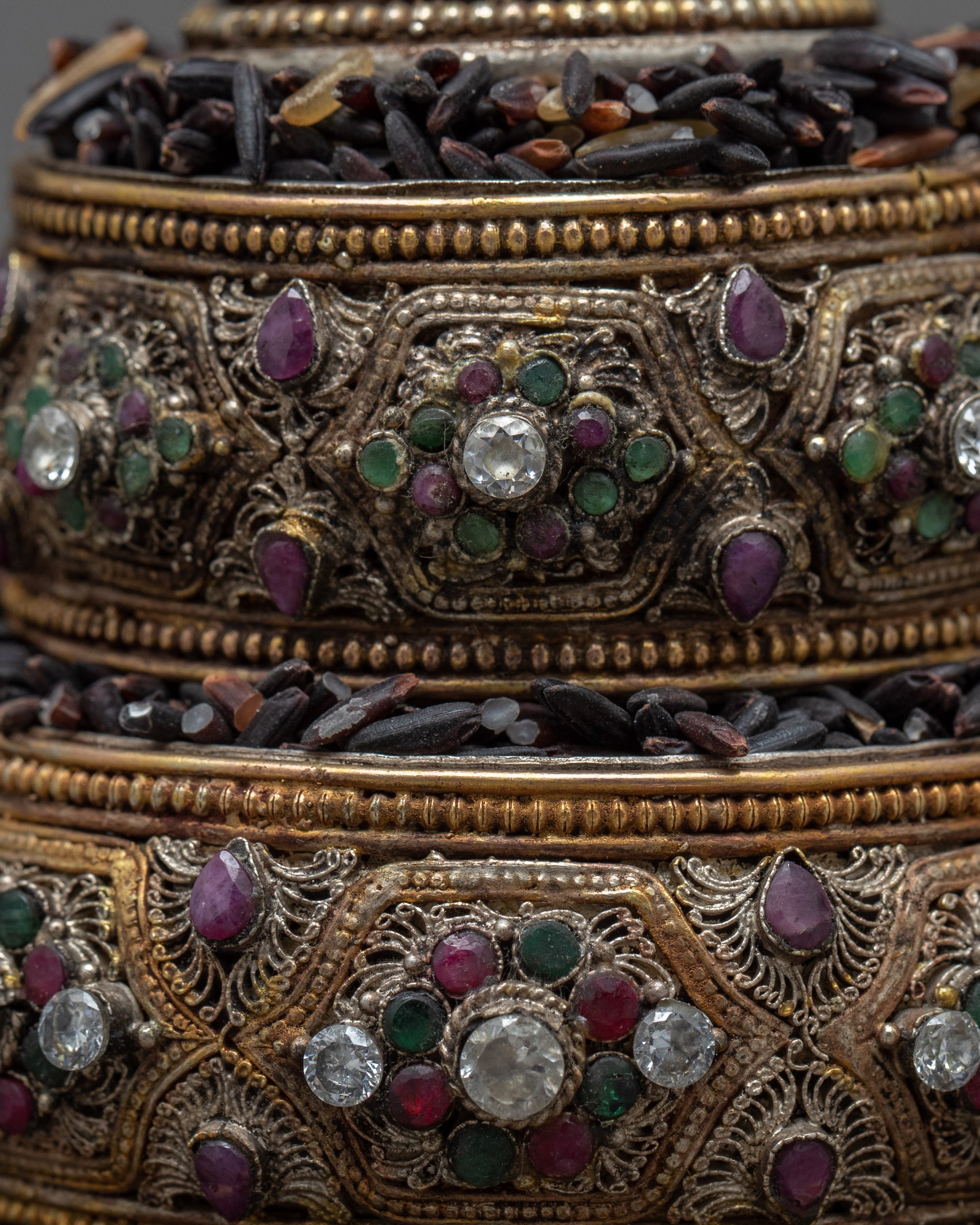 Silver Ratna Mandala | Handmade with Original Stone Inlays | Zen Room Decor