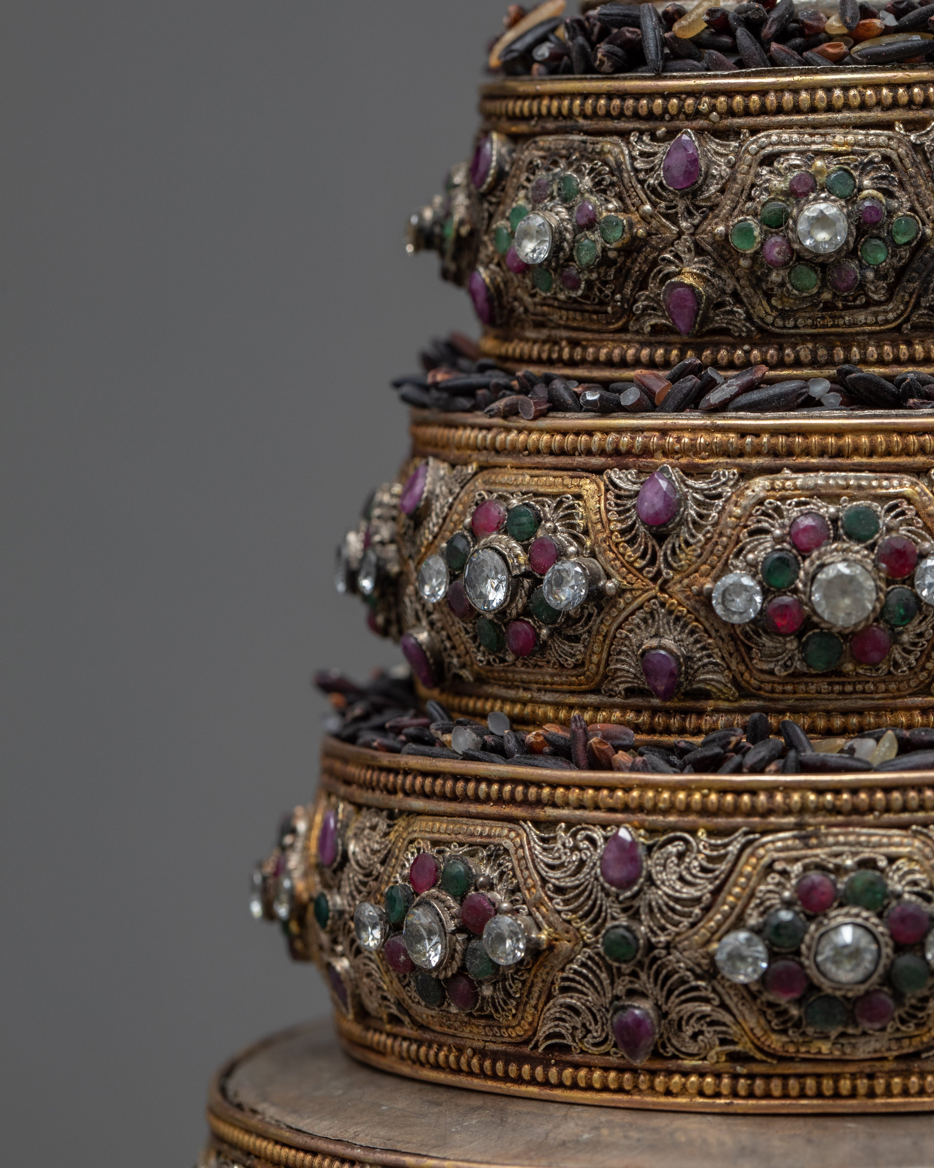 Silver Ratna Mandala | Handmade with Original Stone Inlays | Zen Room Decor