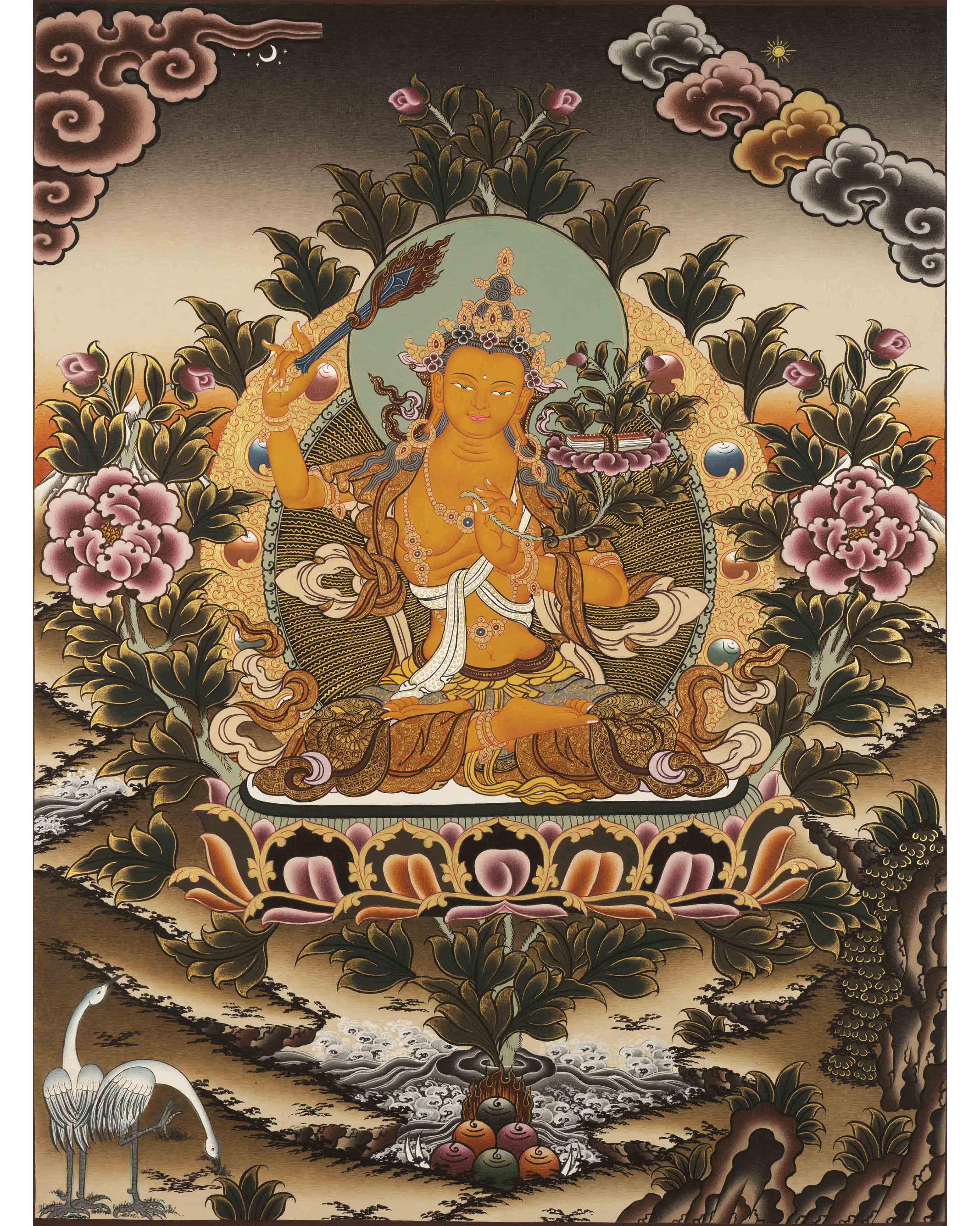 Manjushree Thangka Painting |  Tibetan Buddhism Thangka Art