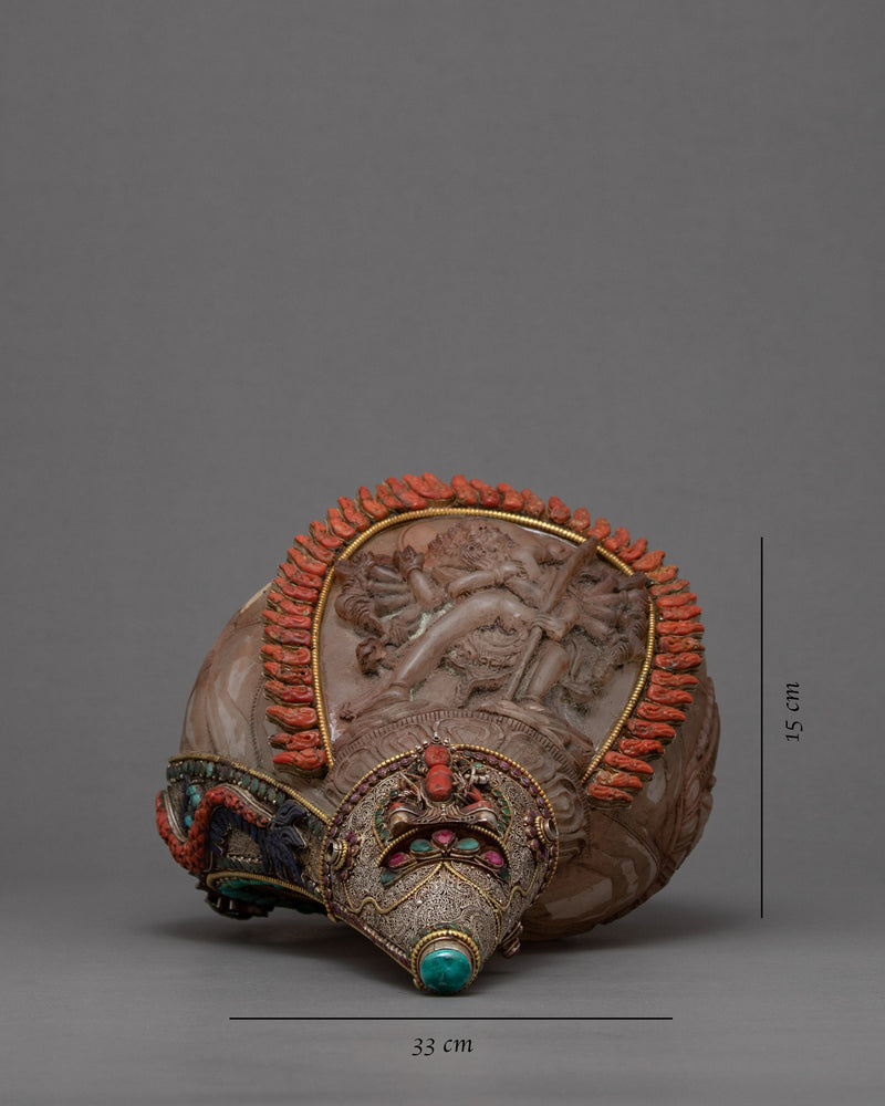 Chakrasamvara Crystal Conch Shell | Antique Handmade Shankha | Ritual Items for Home Decor