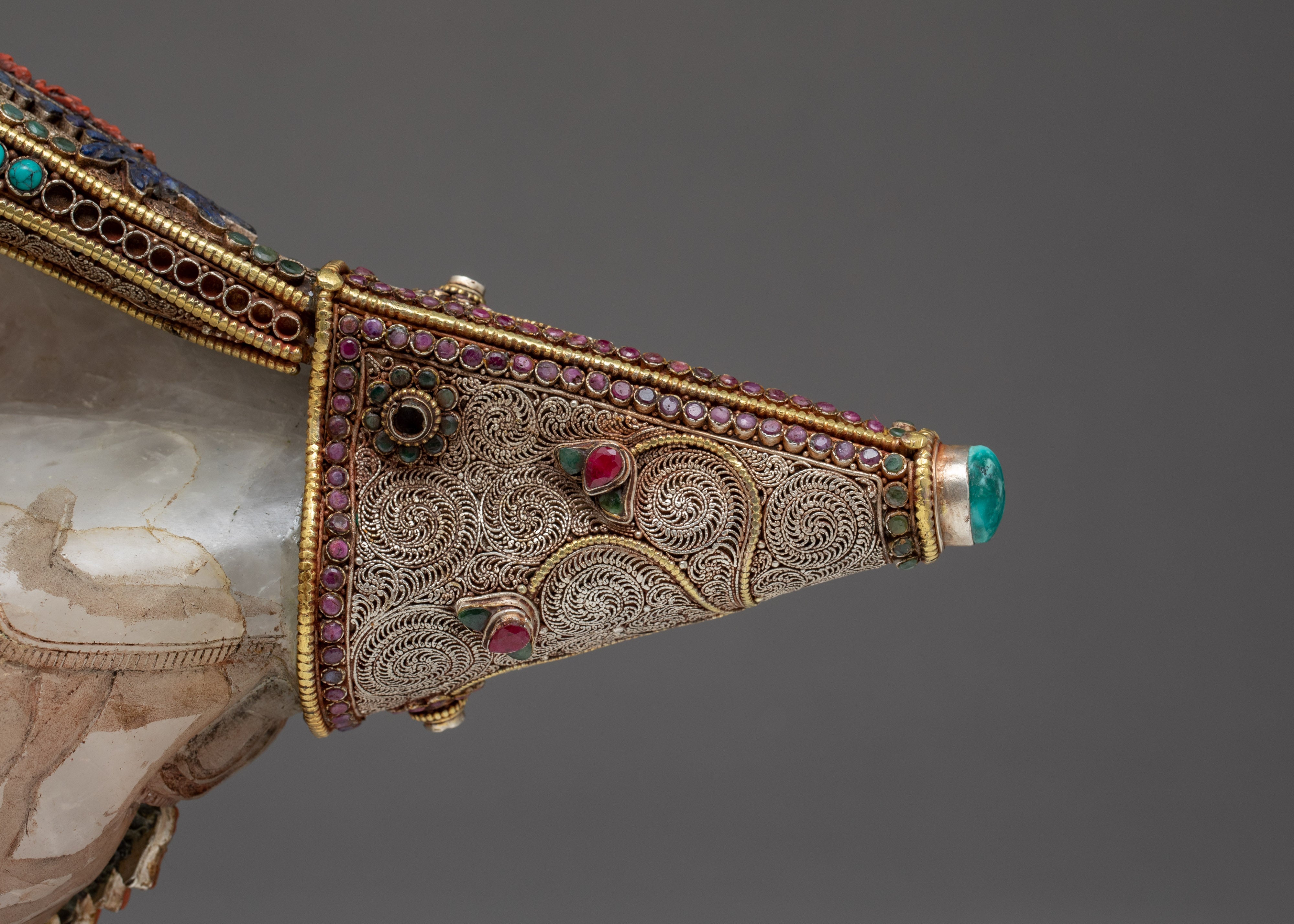 Chakrasamvara Crystal Conch Shell | Antique Handmade Shankha | Ritual Items for Home Decor