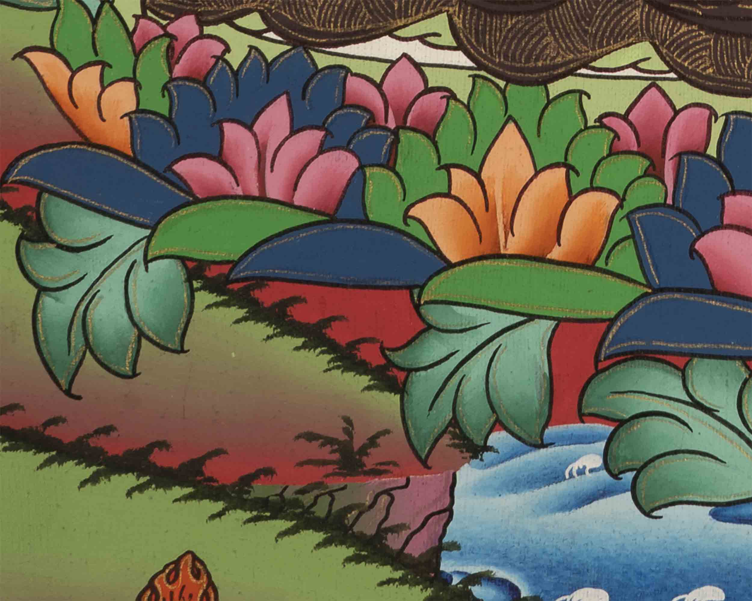 Guru Rinpoche Thangka | Religious Wall Decoration Painting | Religious Gift