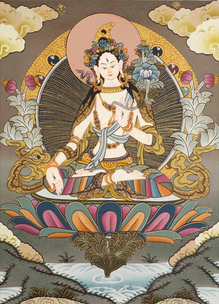 Buddhist White Tara |  Tibetan Female Thangka